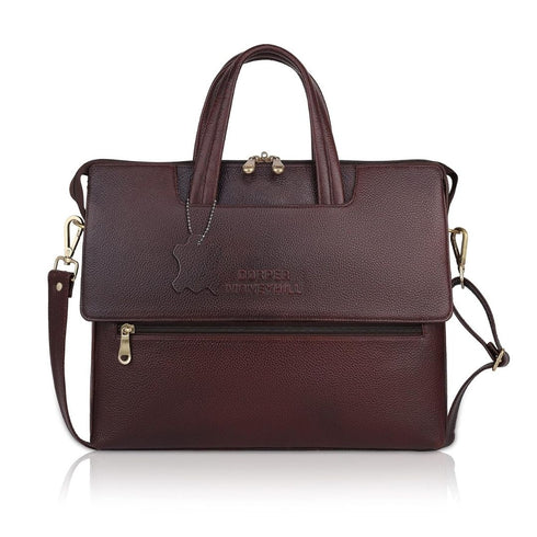 Vinay Flap Genuine Leather Slim Laptop Bag/ Office Bag Hive